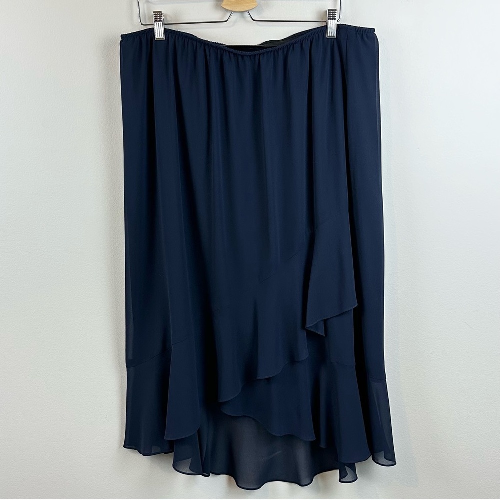 Elegant Navy Blue Women's Skirt Plus Size 20 W Midi Vintage